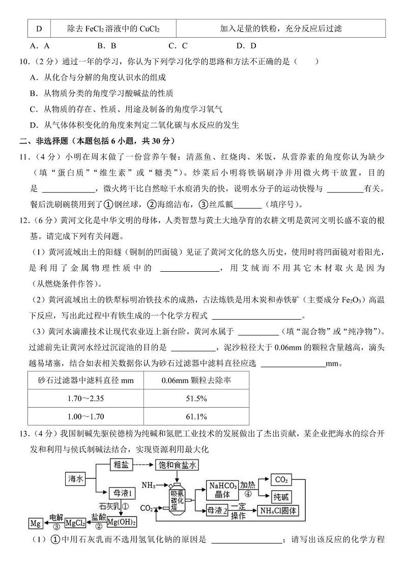 2023年山东省菏泽市中考化学试卷附参考答案03
