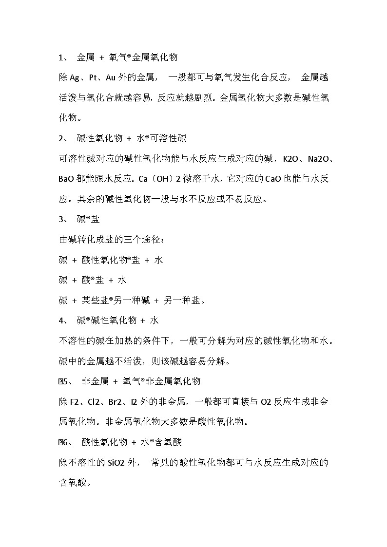 初中化学考试酸、碱、盐的反应规律第1页