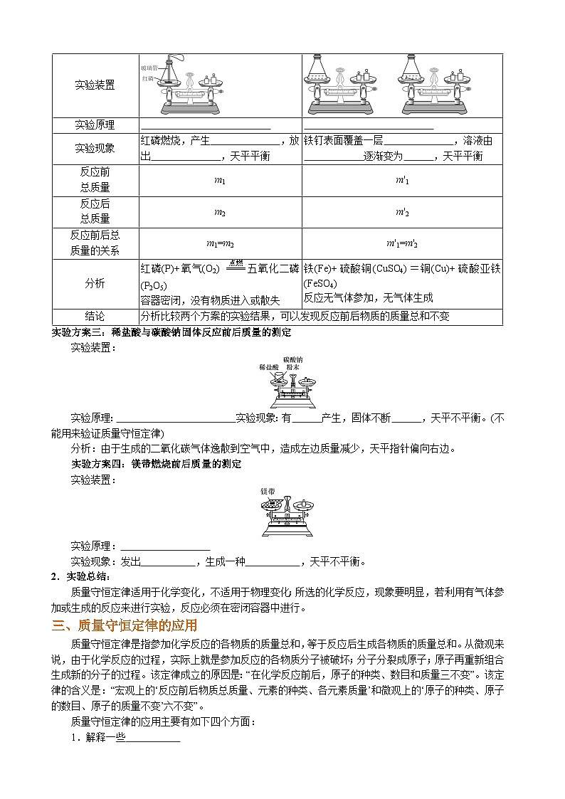 人教版初中化学九年级上册 5.1 质量守恒定律导学案02