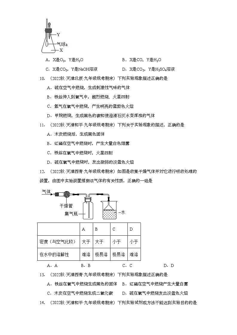 2022-2023学年天津市化学九年级上册期末试题知识点汇编-10氧气第3页