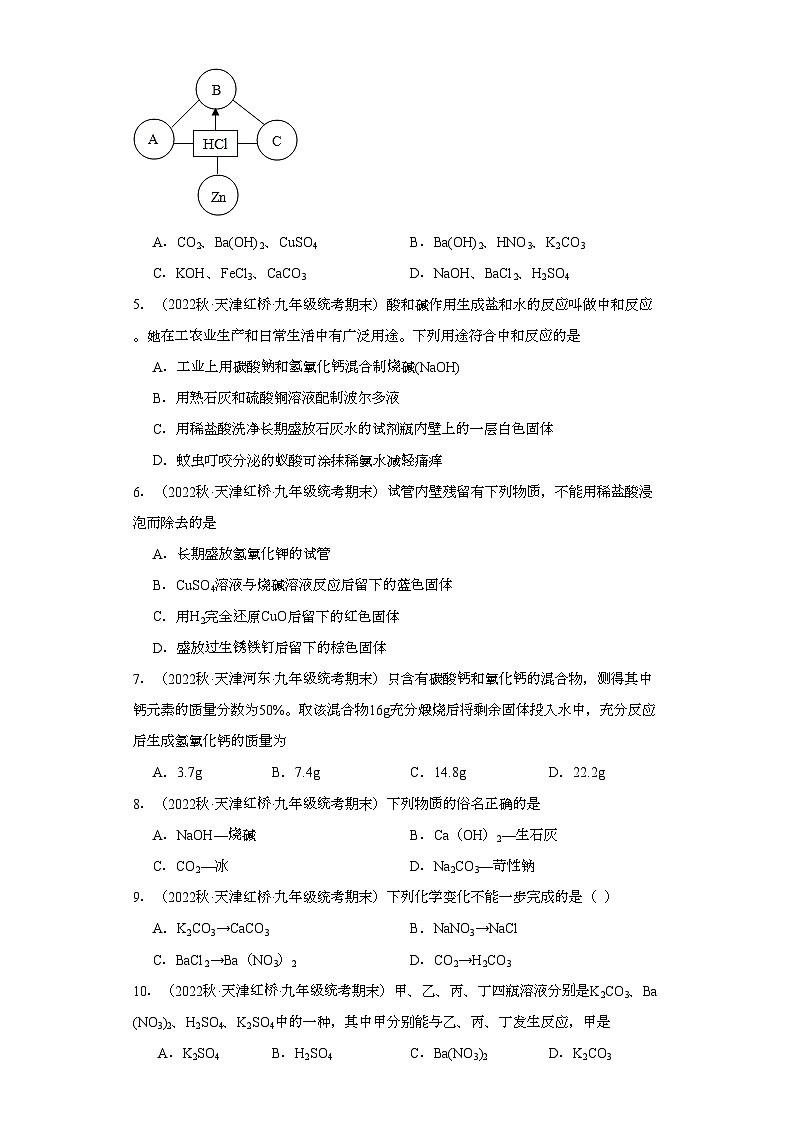 2022-2023学年天津市化学九年级上册期末试题知识点汇编-16盐和化肥第2页
