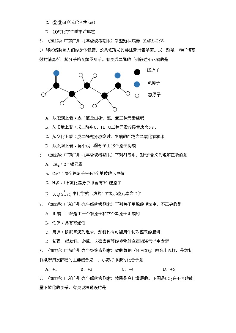 2022-2023学年广东省广州市化学九年级上册期末试题知识点汇编-08化学式与化合价①第2页