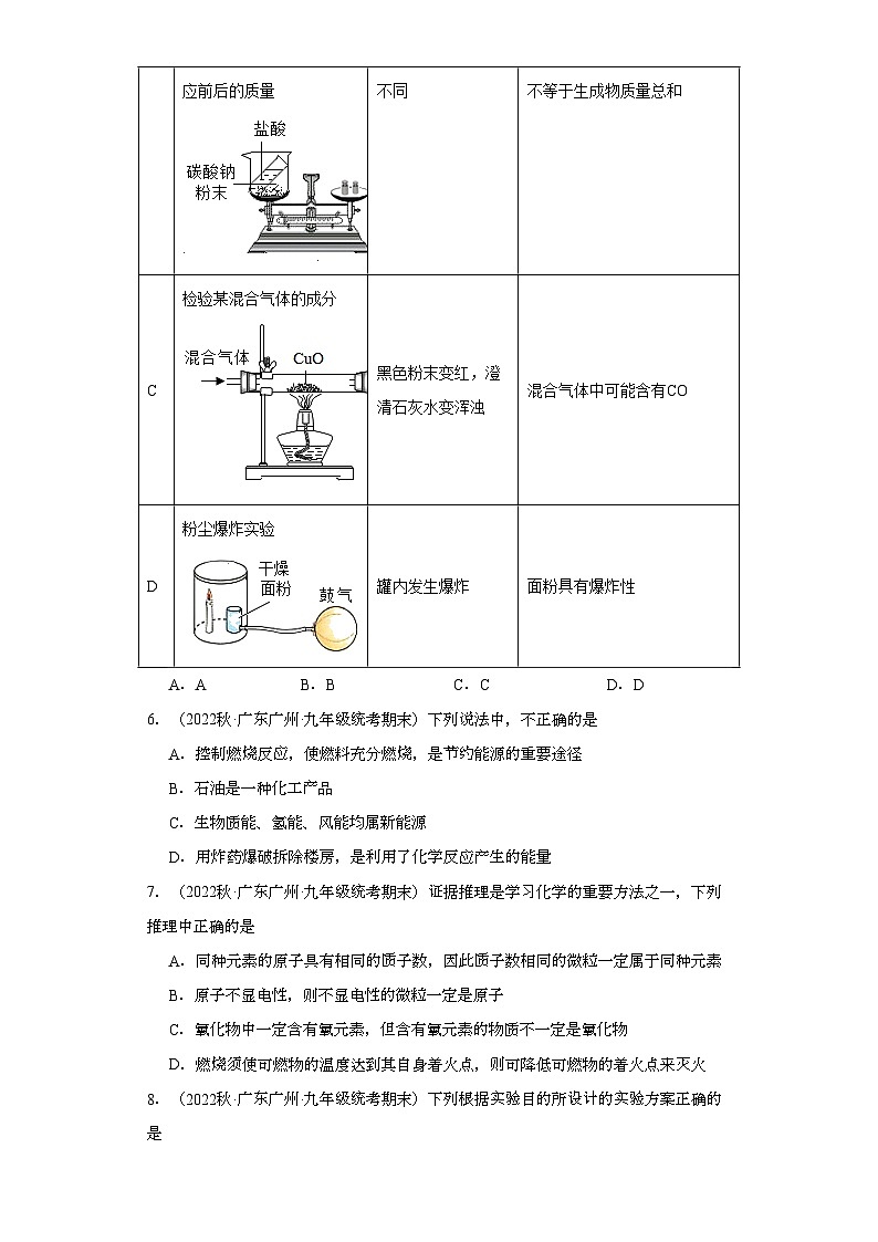 2022-2023学年广东省广州市化学九年级上册期末试题知识点汇编-15化学与能源的开发利用②第3页