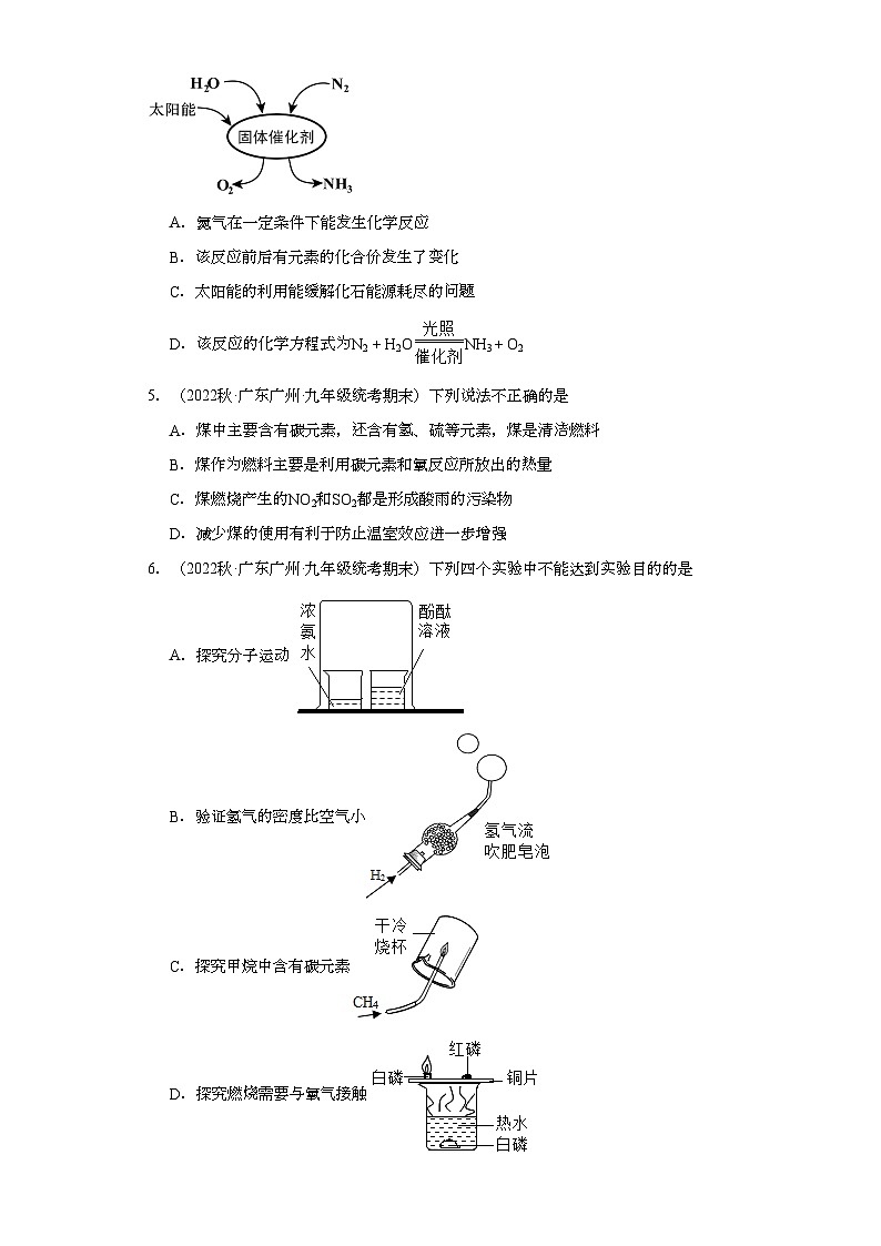 2022-2023学年广东省广州市化学九年级上册期末试题知识点汇编-15化学与能源的开发利用③第2页