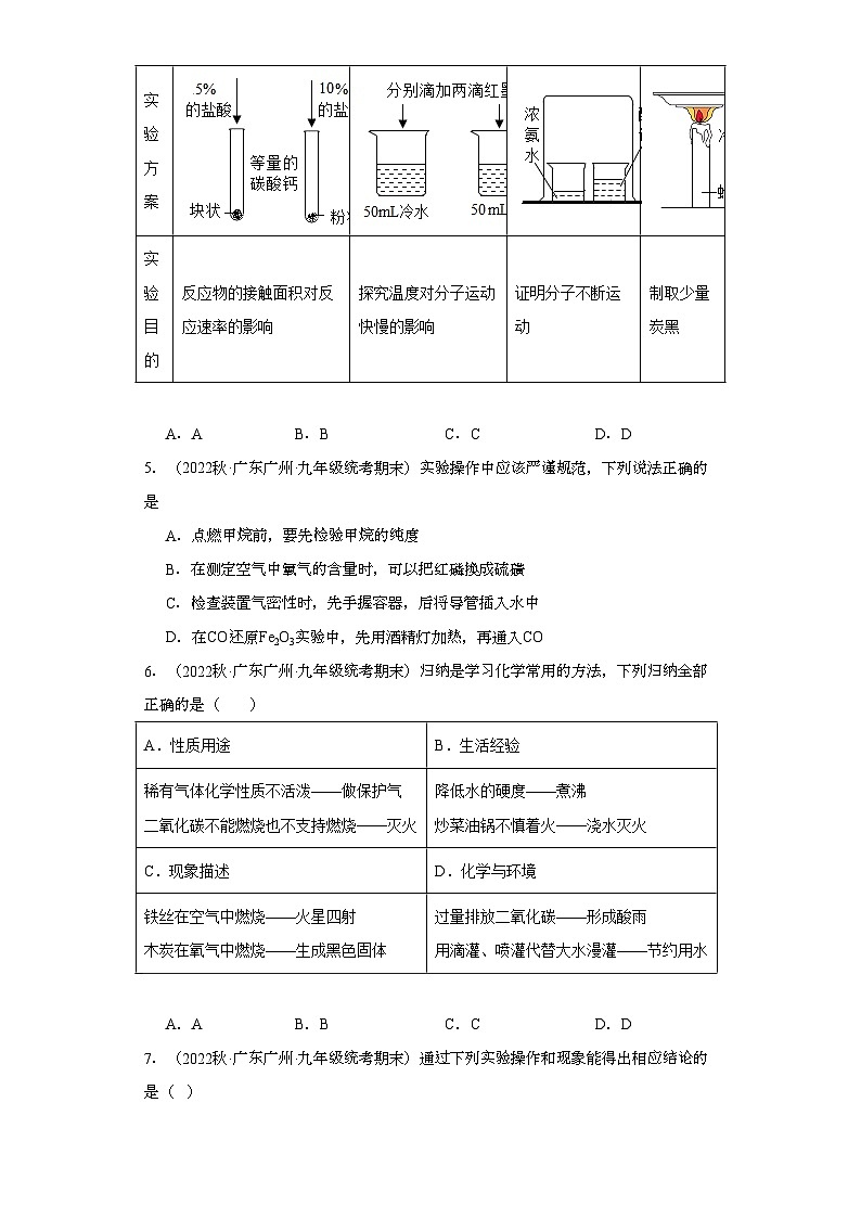 2022-2023学年广东省广州市化学九年级上册期末试题知识点汇编-15化学与能源的开发利用⑥第2页