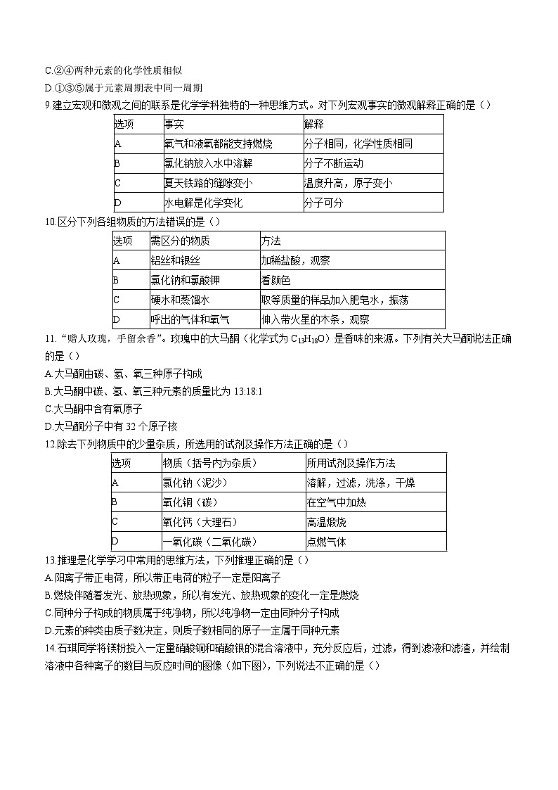 黑龙江省哈尔滨市第十七中学校2023-2024学年九年级上学期开学学情测试化学试题03