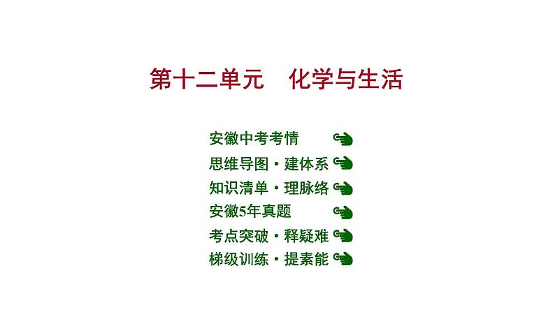 安徽中考复习 人教版化学 教材基础 第十二单元　化学与生活 课件01