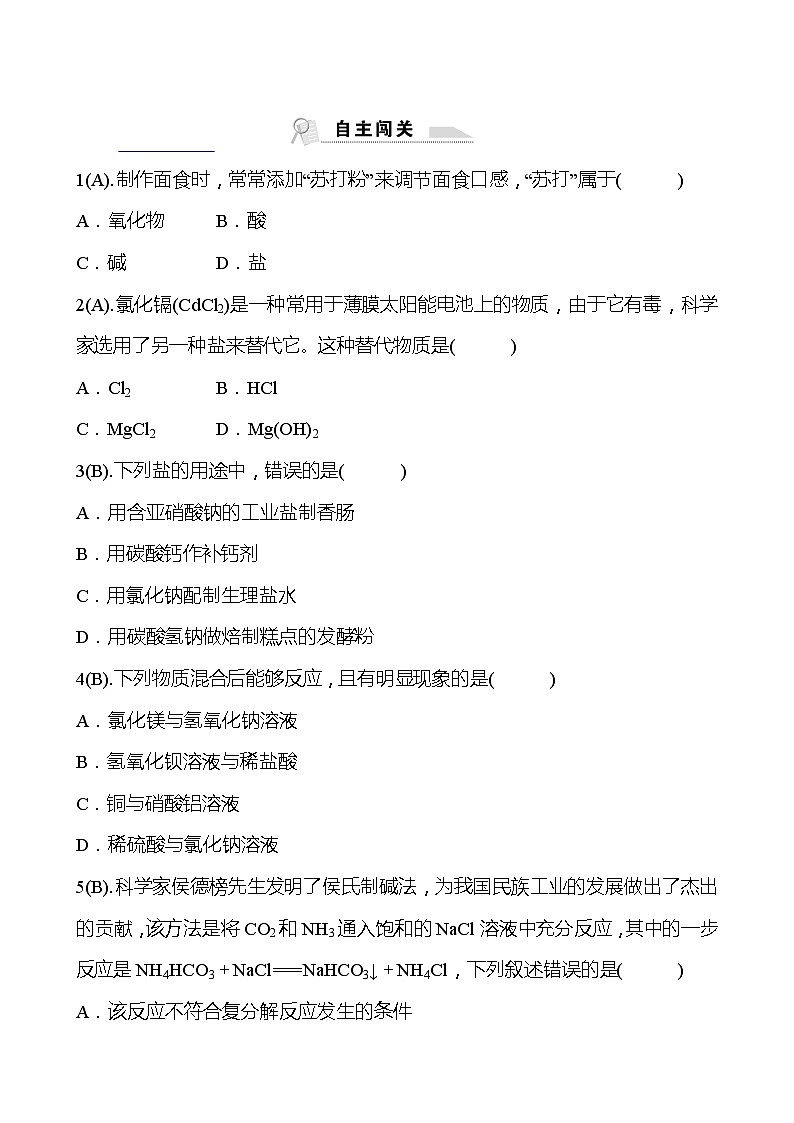 福建 初中化学 中考一轮复习 第十一单元 第1课时 常 见 的 盐（学生版）(高效提分练习)第3页