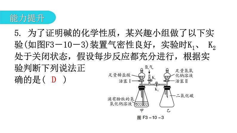 中考化学复习物质的性质与应用第10节常见的碱分层作业课件第6页