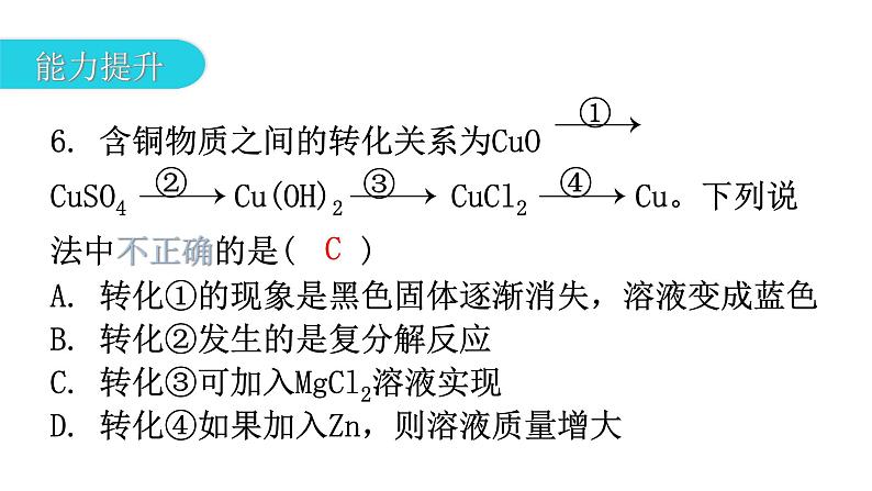 中考化学复习物质的性质与应用第11节常见的盐和化肥分层作业课件第7页