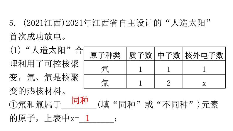 中考化学复习物质的组成与结构第1节构成物质的微粒分层作业课件06