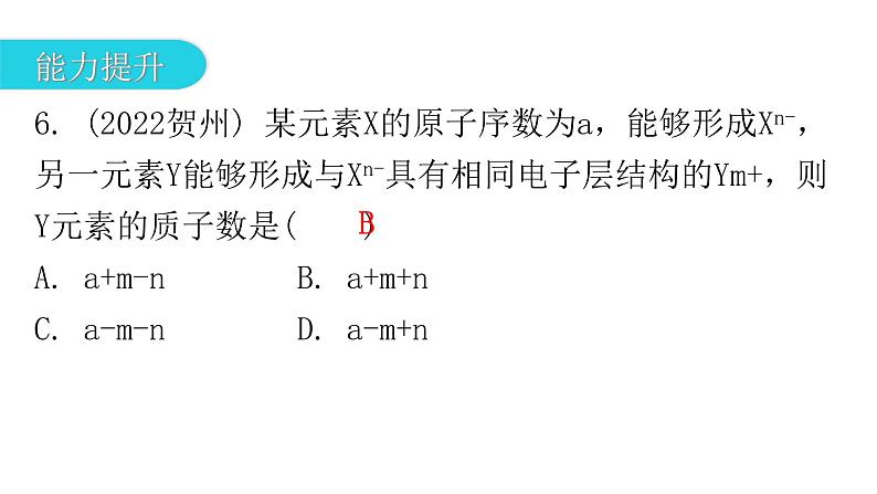 中考化学复习物质的组成与结构第1节构成物质的微粒分层作业课件08