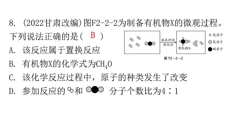 中考化学复习物质的化学变化第2节化学反应及质量守恒定律分层作业课件第8页