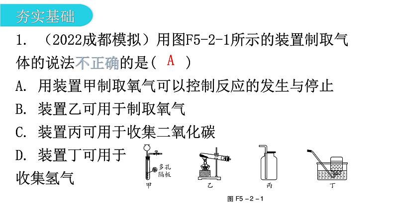 中考化学复习科学探究与化学实验第2节气体的制取、净化与收集分层作业课件02