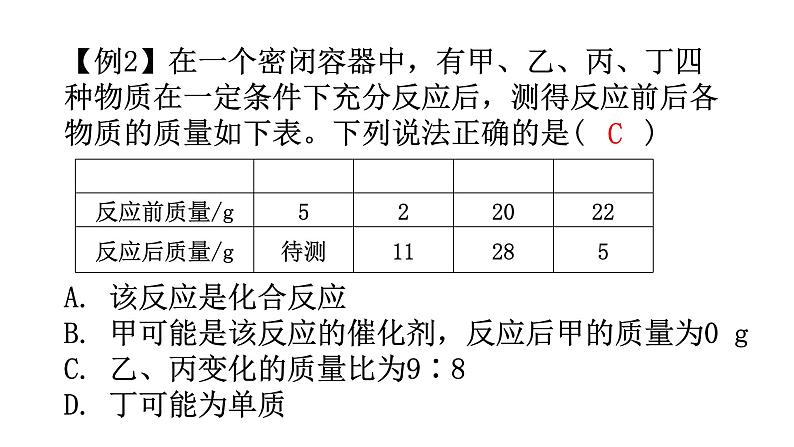 中考化学复习高频考点集中练3质量守恒定律的应用课件08