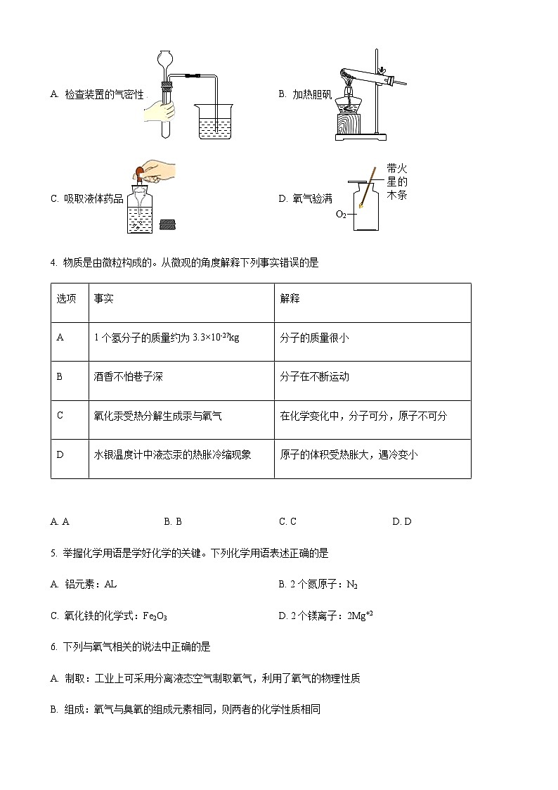 广东省深圳市龙岗区2021-2022学年九年级上学期期中化学试题第2页
