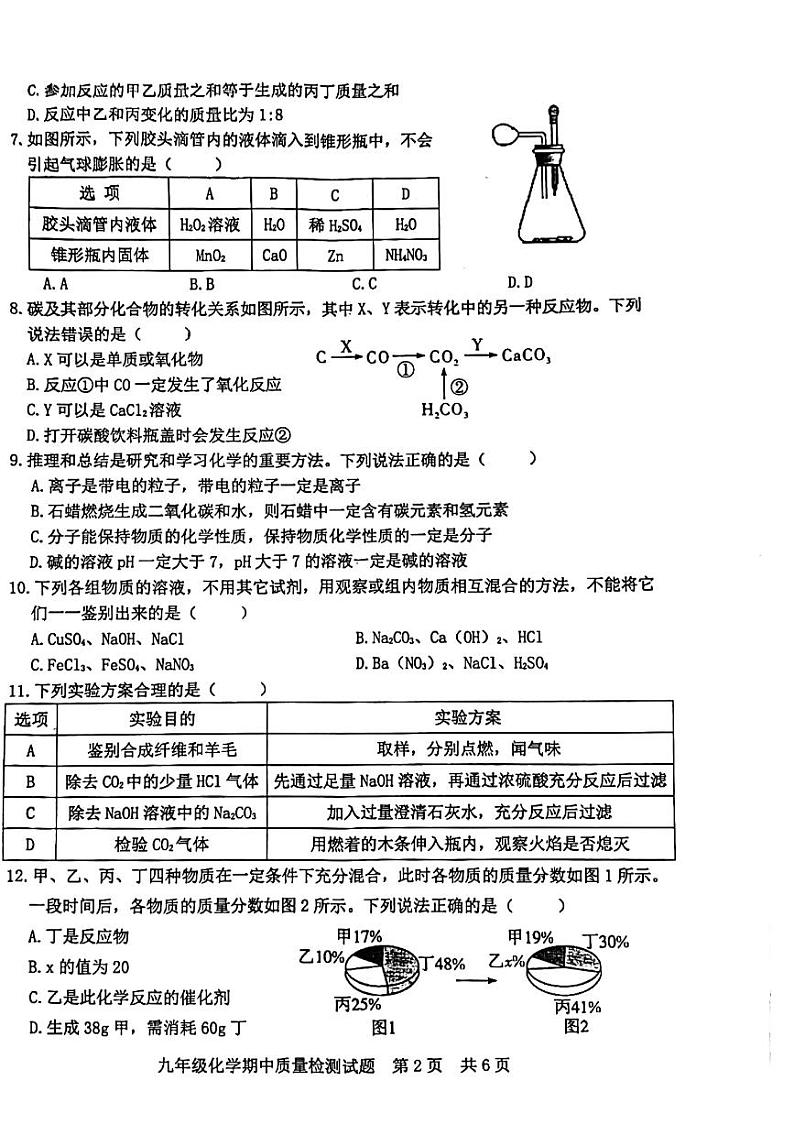 甘肃省武威市第一中学2022—2023学年度下学期期中化学试卷02
