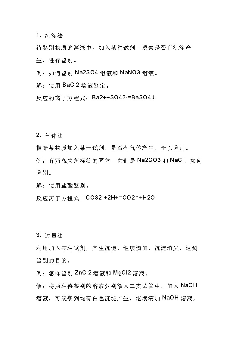 初中化学常见的二十种物质鉴别方法第1页