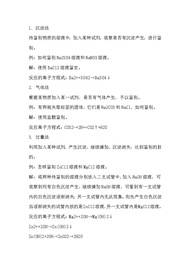 初中化学二十种物质鉴别方法第1页