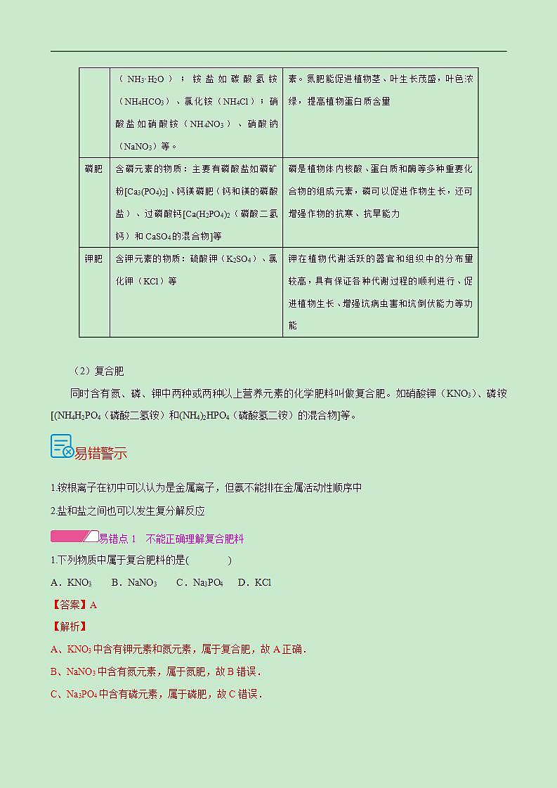 中考化学一轮复习考点过关练习考点40  化学肥料（含解析）第2页