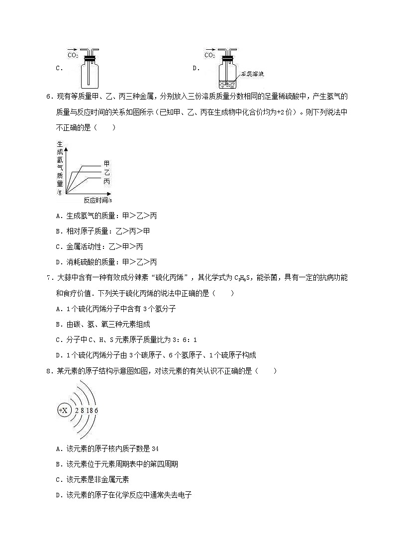 湖北省襄阳市枣阳中学2019年中考化学模拟试卷（含解析）02