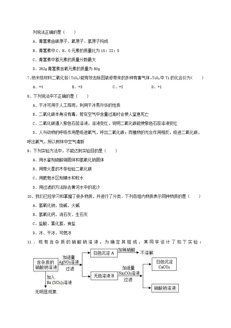 湖南省湘西州2019年中考化学冲刺试卷（含解析）第2页