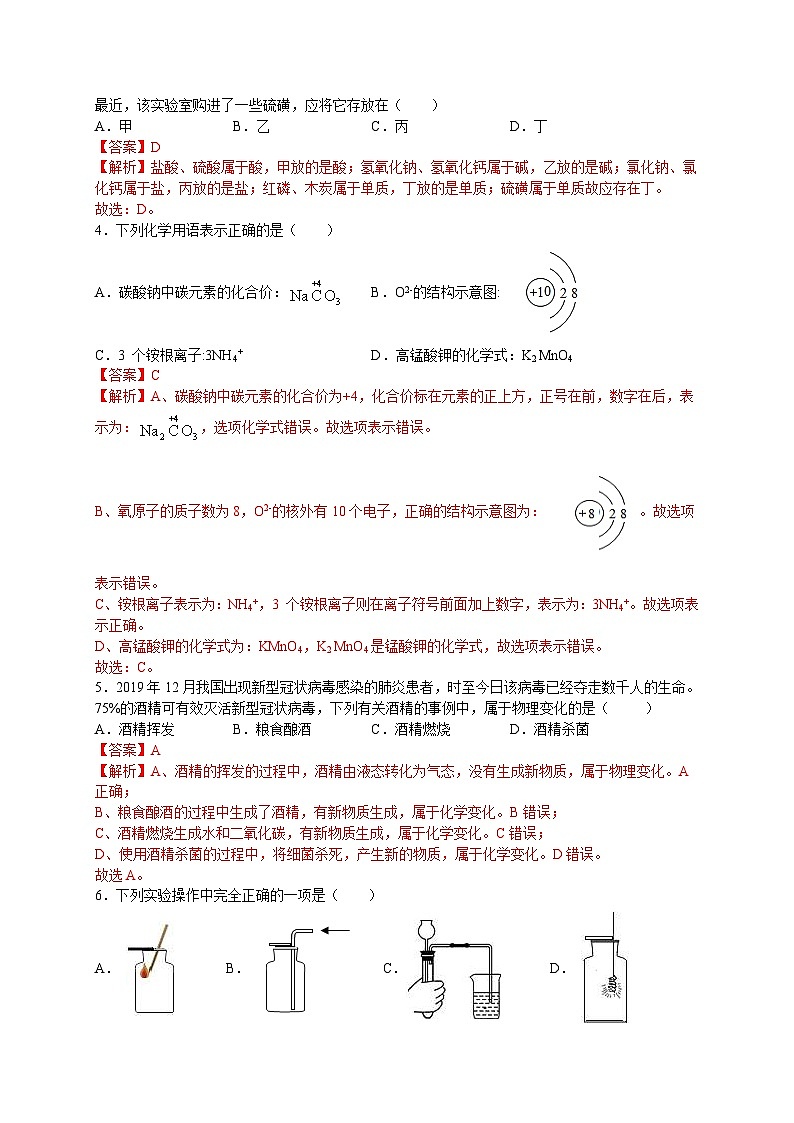 中考化学冲刺模拟试卷02（含解析）第2页