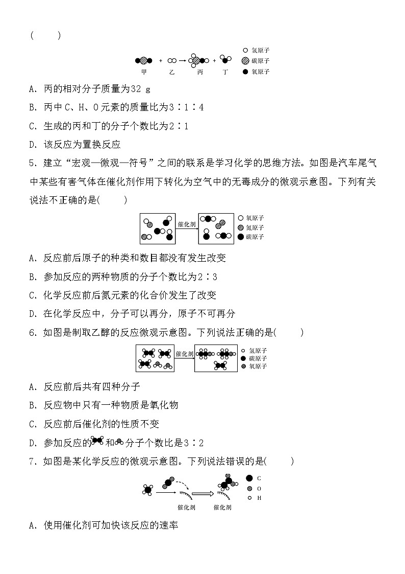 中考化学一轮复习核心素养专练：微观反应示意图的分析 (含答案)02