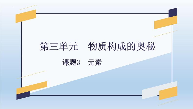 第三单元 课题3 元素-2023-2024学年九年级化学上册同步精美课件（人教版）01