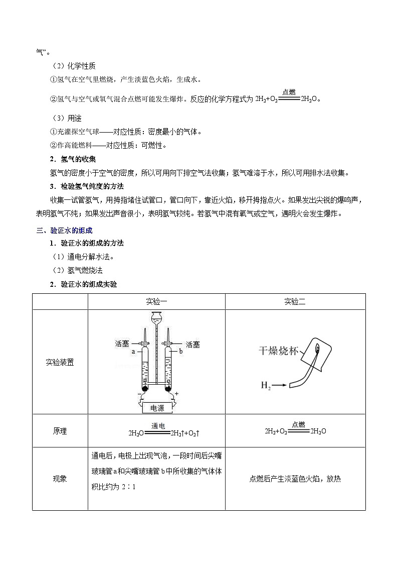 中考化学一轮复习过关考点13 水的组成 (含解析) 试卷02