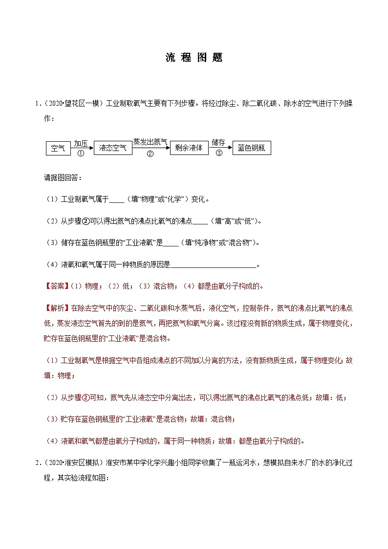 中考化学二轮复习第05讲 中考化学流程图题的解法与技巧（专题集训）（含解析）第1页