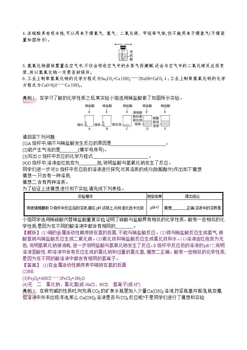 中考化学一轮微专题复习学案：常见的酸和碱 (含答案)第3页
