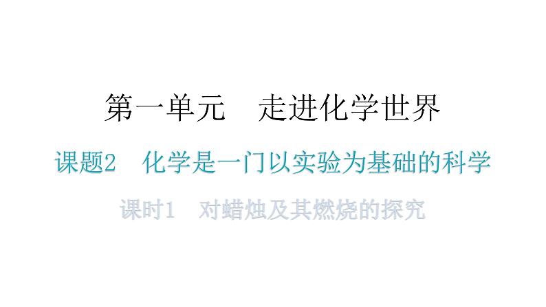 人教版九年级化学第一单元走进化学世界2化学是一门以实验为基础的科学课时1对蜡烛及其燃烧的探究教学教学课件第1页