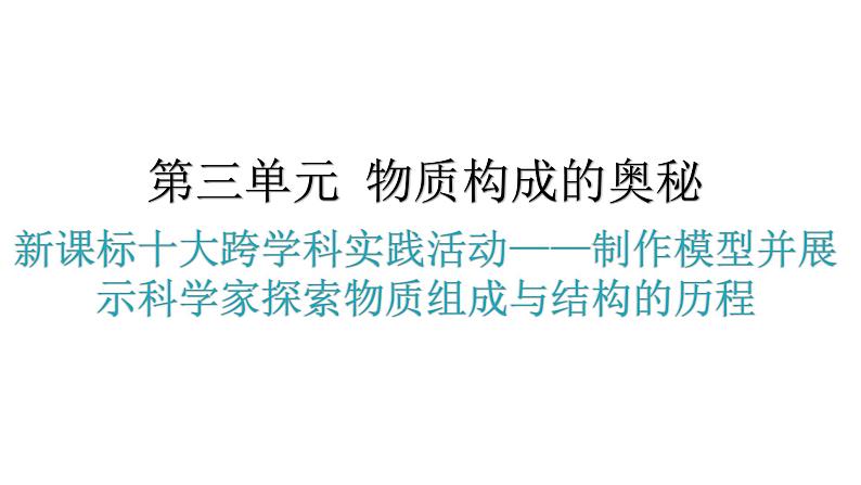 人教版九年级化学第三单元物质构成的奥秘实践活动制作模型并展示科学家探索物质组成与结构的历程教学课件第1页