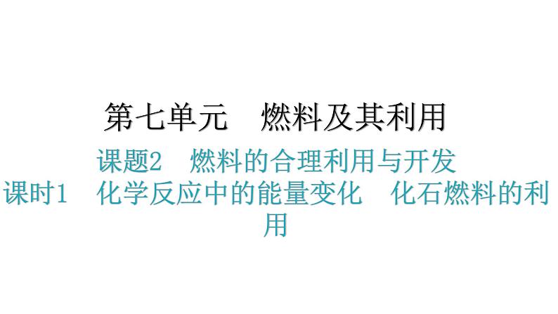 人教版九年级化学第七单元燃料及其利用2燃料的合理利用与开发课时1化学反应中的能量变化化石燃料的利用教学课件01