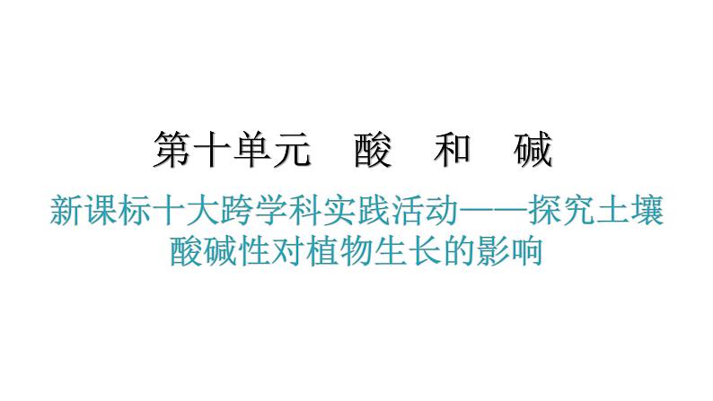 人教版九年级化学第十单元酸和碱实践活动探究土壤酸碱性对植物生长的影响教学课件第1页