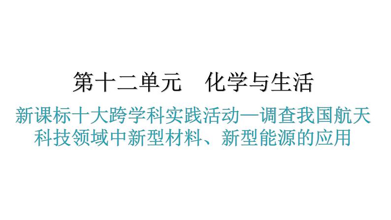 人教版九年级化学第十二单元化学与生活实践活动—调查我国航天科技领域中新型材料、新型能源的应用教学课件第1页