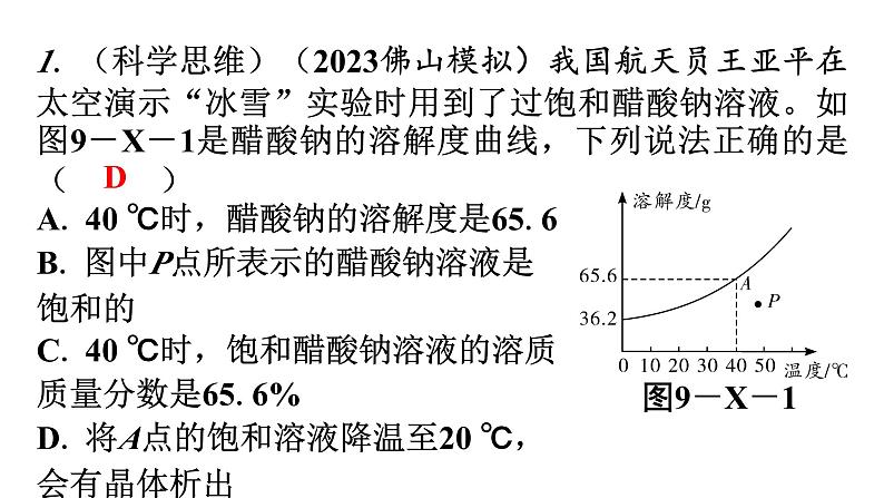 人教版九年级化学第九单元溶液新课标素养提升课件02