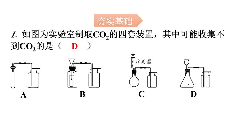 人教版九年级化学第六单元实验活动2二氧化碳的实验室制取与性质分层作业课件02