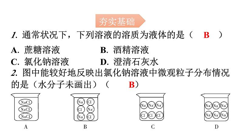 人教版九年级化学第九单元1溶液的形成课时1溶液分层作业课件02