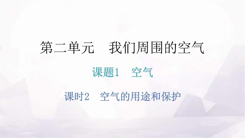 人教版九年级化学第二单元1空气课时2空气的用途和保护分层作业课件第1页