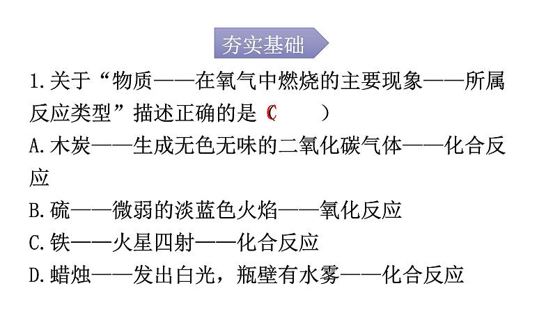 人教版九年级化学第二单元2氧气课时2化合反应和氧化反应分层作业课件第2页