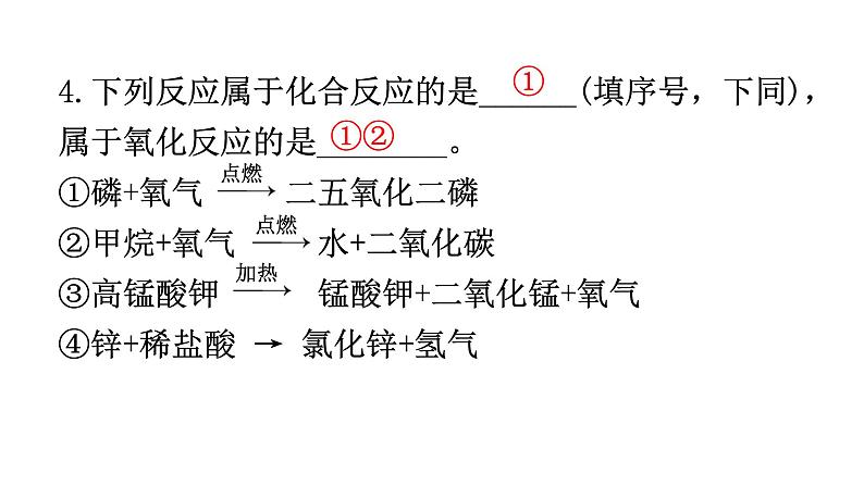 人教版九年级化学第二单元2氧气课时2化合反应和氧化反应分层作业课件第4页