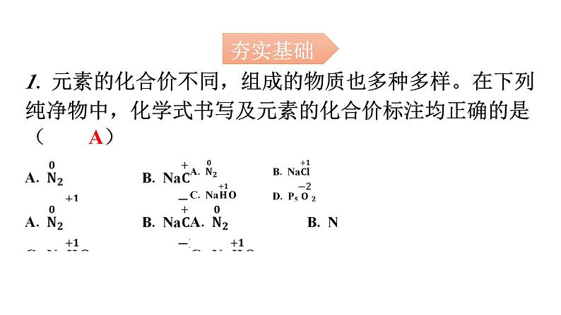 人教版九年级化学第四单元4化学式与化合价课时2化合价分层作业课件第2页