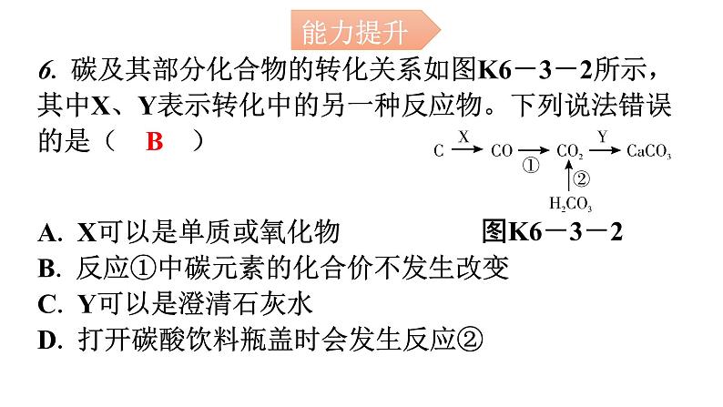 人教版九年级化学第六单元3二氧化碳和一氧化碳课时1二氧化碳分层作业课件第6页