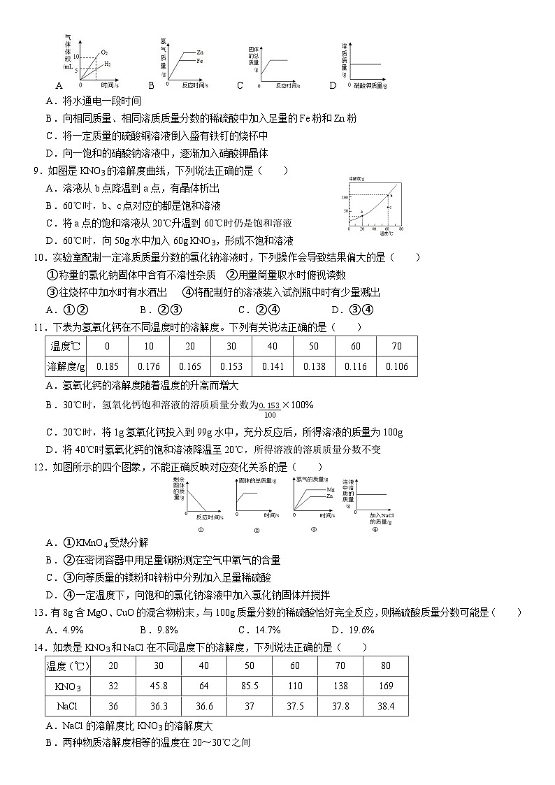 人教版初中化学九年级下册  9.3 溶液的浓度同步培优练习第2页