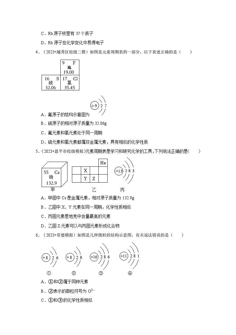 2024年中考化学一轮复习之微粒结构示意图、元素周期表问题第2页