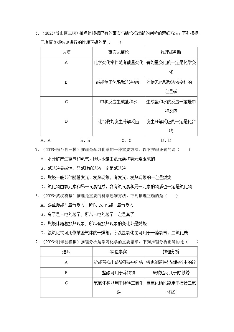 2024年中考化学一轮复习之证据推理题第2页