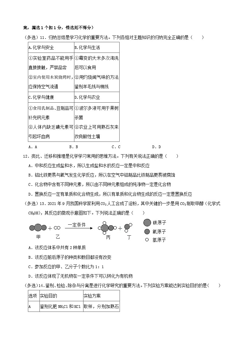 2022年山东省烟台市中考化学真题03