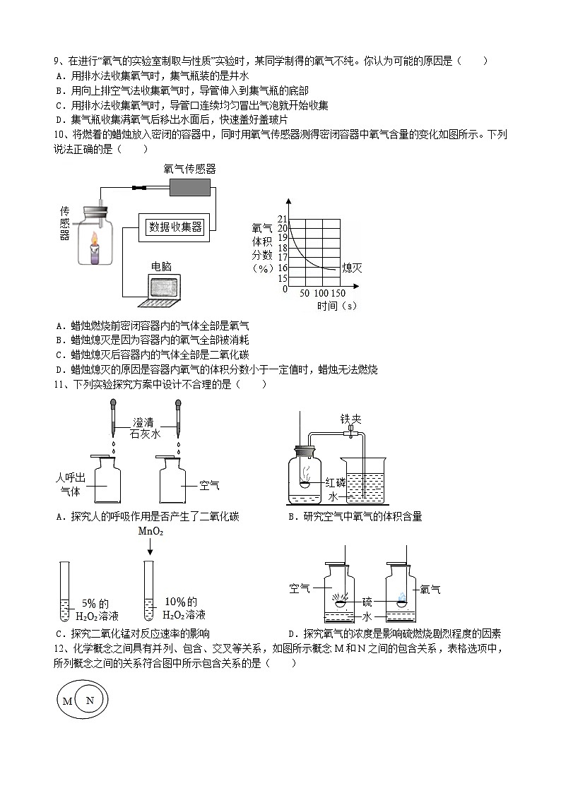 安徽省淮北市濉溪县淮海中学2023_2024学年九年级上学期第一次月考化学试题第2页
